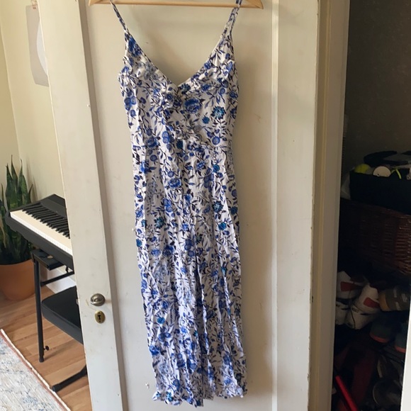 Divided White and blue floral ruffle jumper - Picture 1 of 5